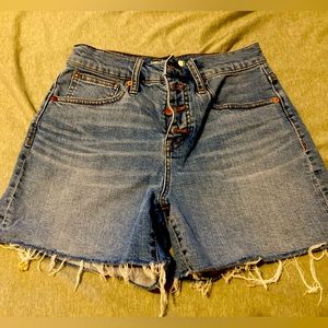 Madewell High Rise Button Fly Jean Shorts Size 25